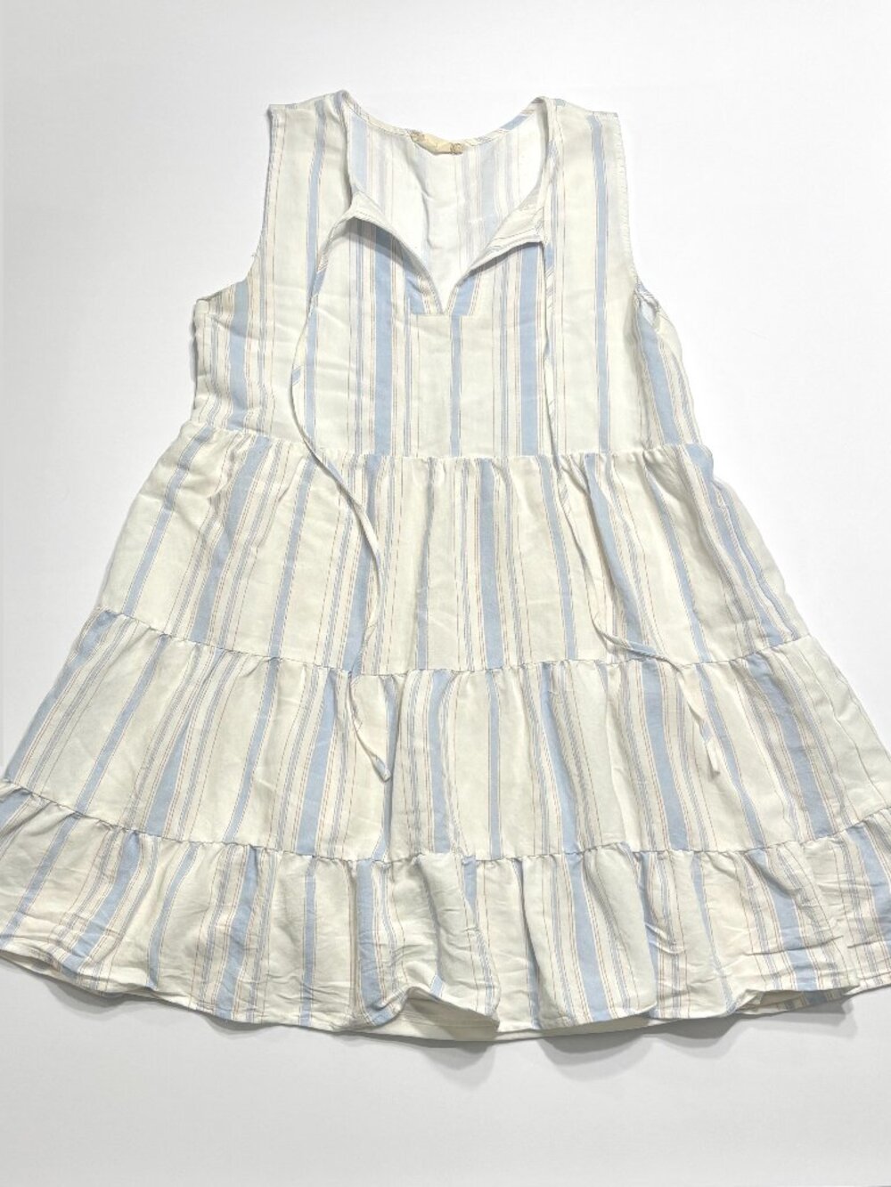 Altar'd State Women's Sleeveless, Tiered Vertical Striped Dress Size Small